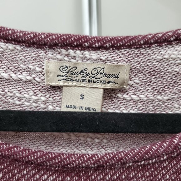 Lucky Brand Burgundy Knit/Woven Long Sleeve Tee - Picture 2 of 7